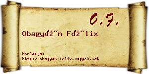 Obagyán Félix névjegykártya